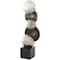 15.75" Black Glass Abstract Stacked Orb Sculpture with Black Base